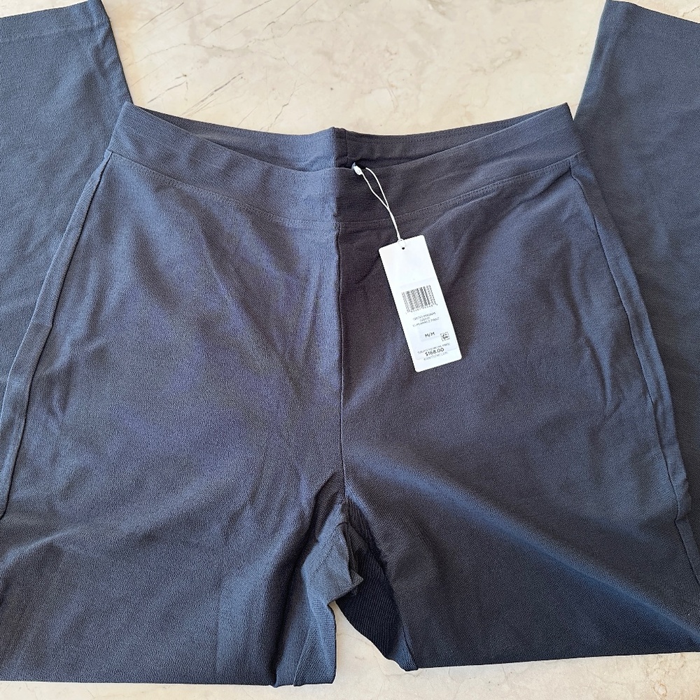 NWT EILEEN FISHER Slim Ankle Pant Size M Stretch-Crêpe Dark Gray "Graphite" $168